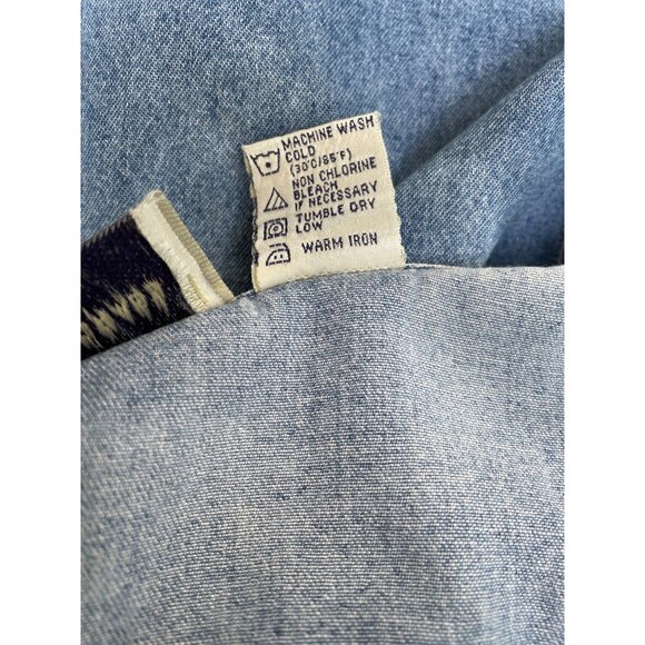 3D Vintage Floral Embroidered Denim Top L Lemon Grass Womens Y2K Button Up - Picture 7 of 9